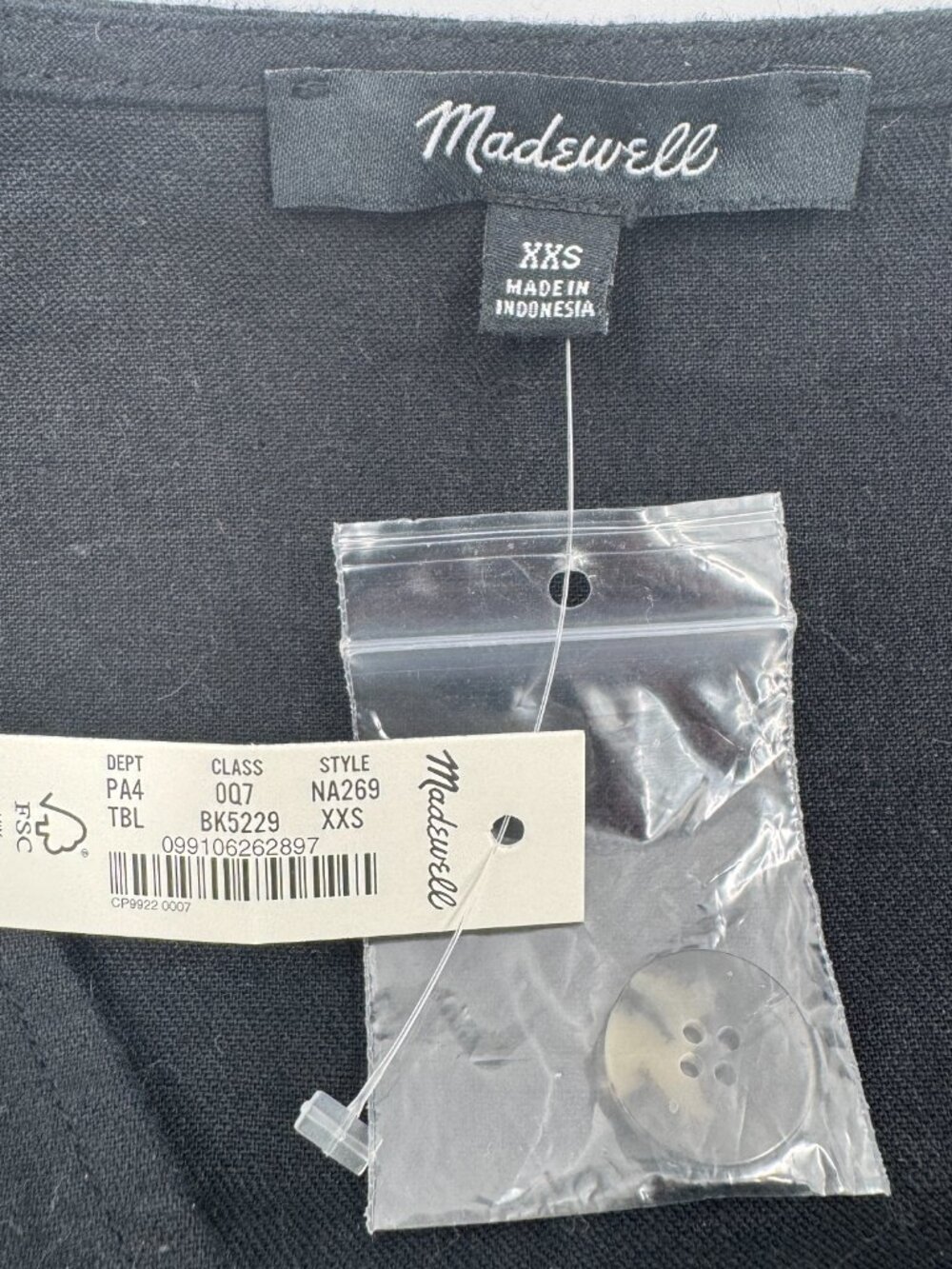 Madewell‎ Side-Button Midi Dress Womens XXS Black Linen Blend Sleeveless NA269 - Picture 3 of 8